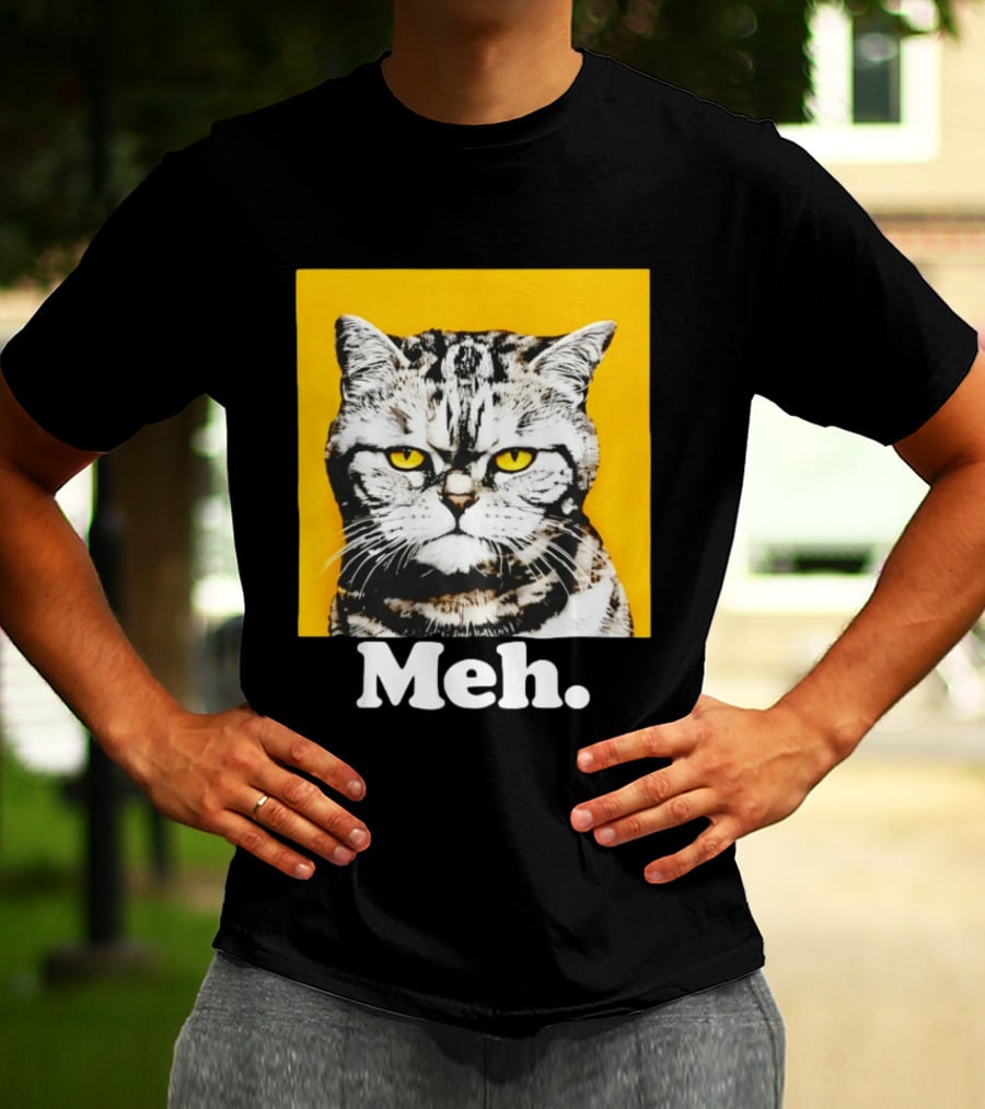Meh Angry Cat With Yellow Eyes T-Shirt