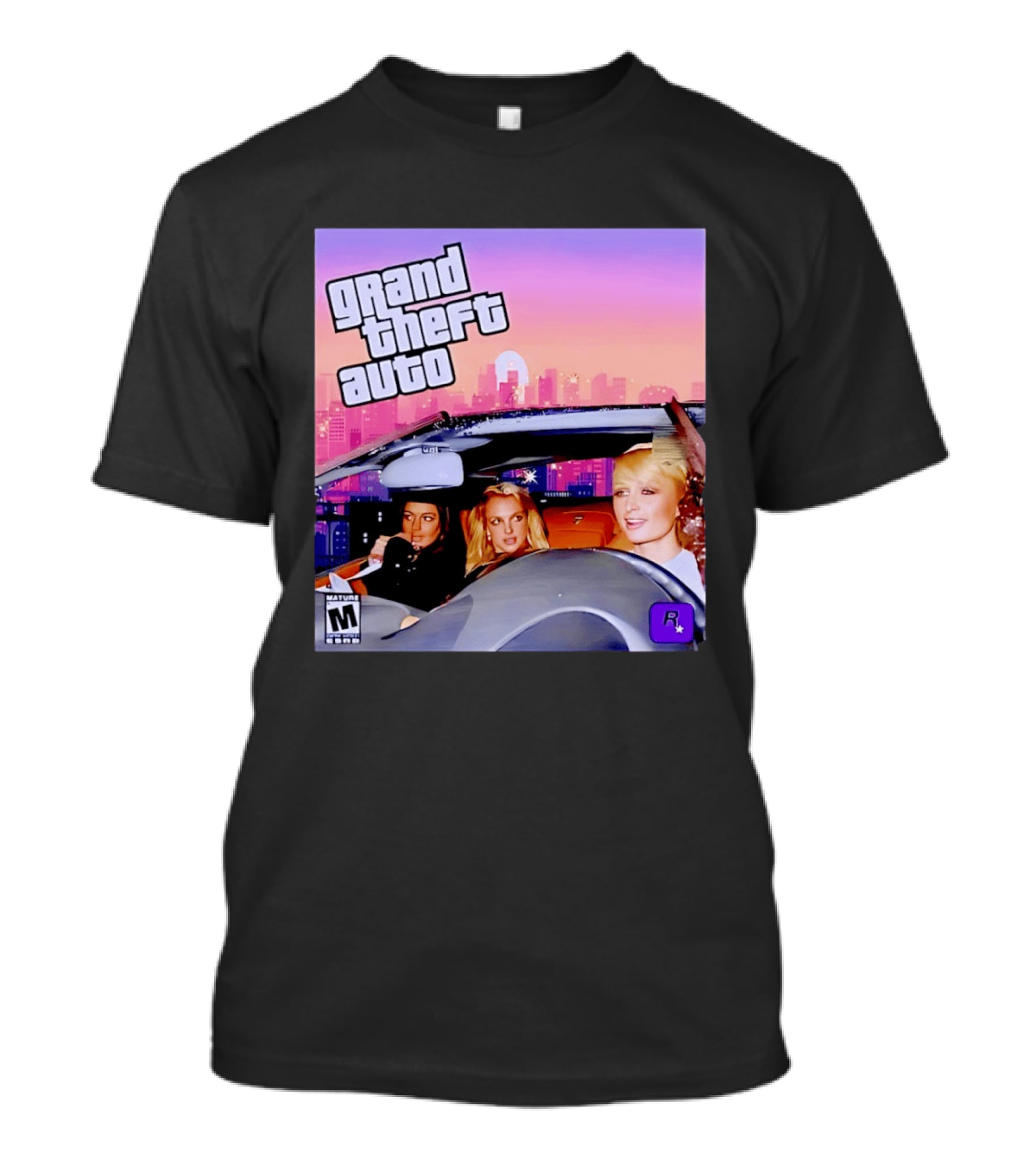 Grand Theft Auto Cover Paris And Britney Driving T-Shirt