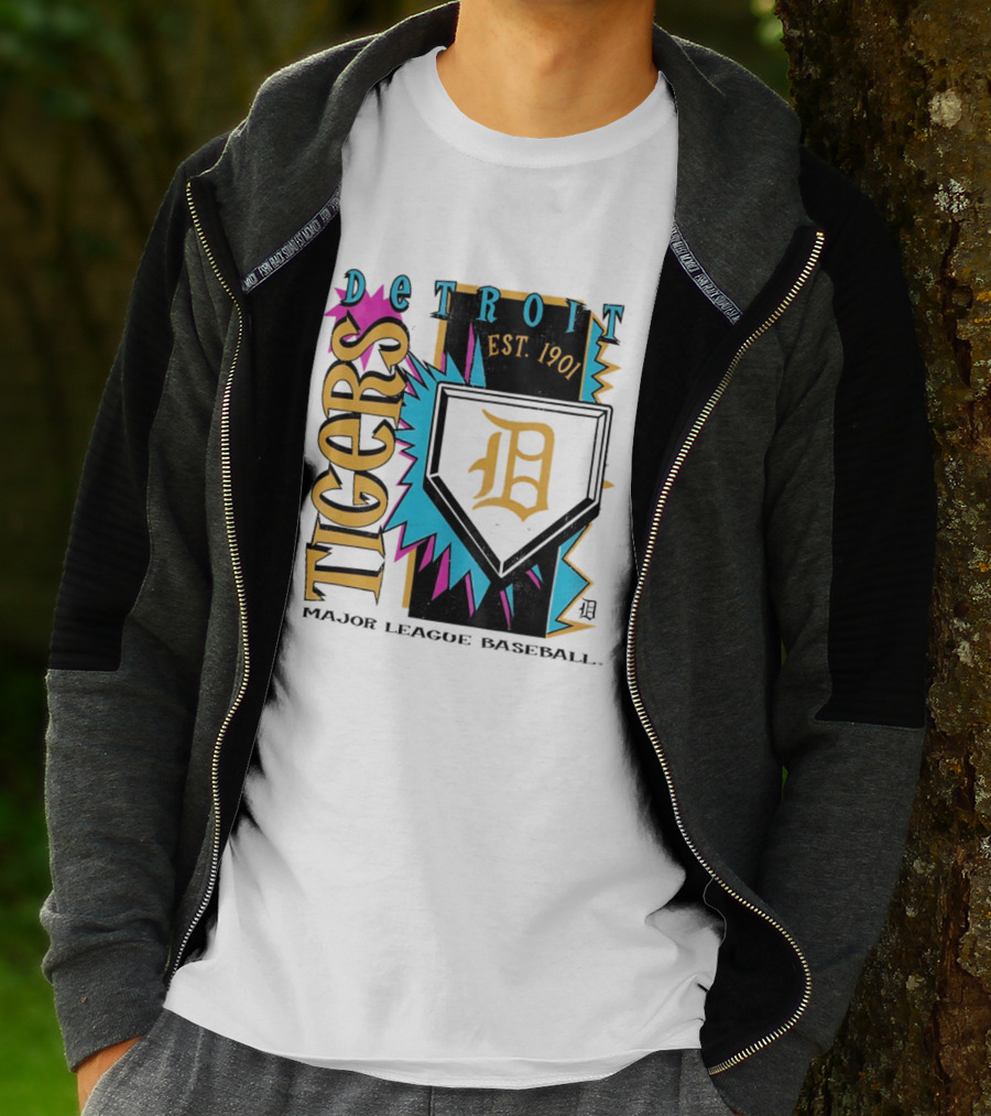 Detroit Tigers Major League Baseball Neon Cooperstown Est 1901 T-Shirt