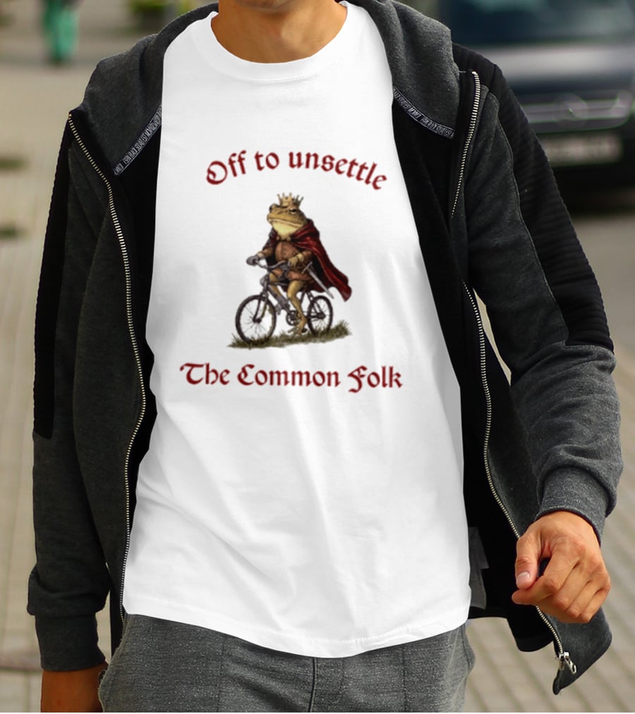 Off To Unsettle The Common Folk Frog Meme Cycling Royalty T-Shirt