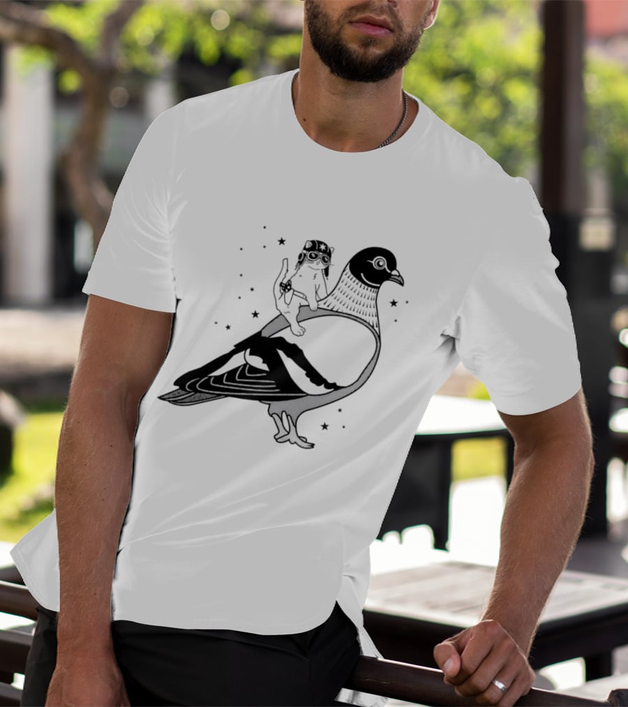 Gary Riding Pigeon With Stars And Cute Animal Rider T-Shirt