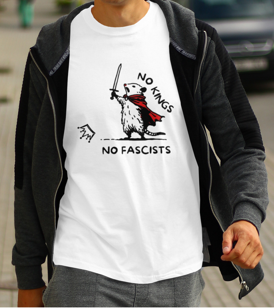 No Kings No Fascists Opossum Warrior Anti Trump Meme T-Shirt