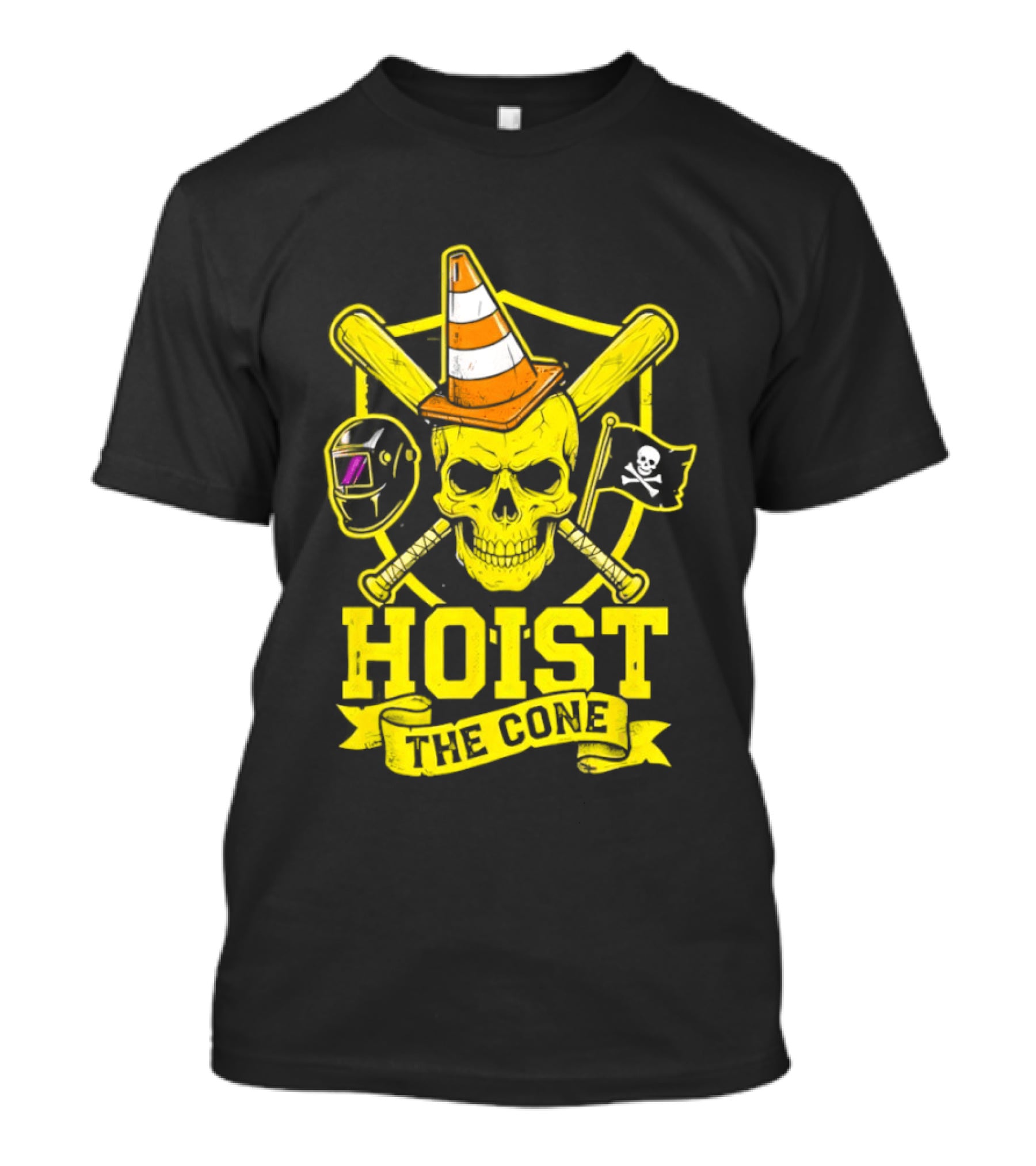 Hoist The Cone Pirate Skull Traffic Cone Baseball Crossbones T-Shirt