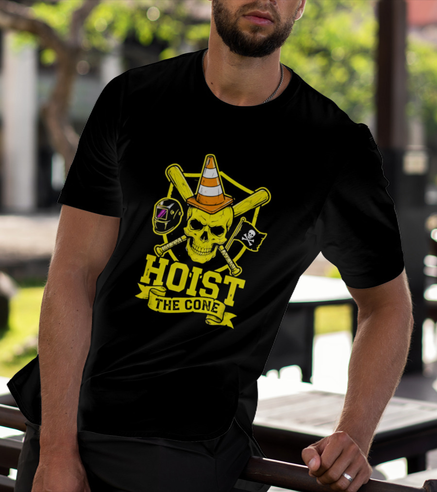 Hoist The Cone Pirate Skull Traffic Cone Baseball Crossbones T-Shirt