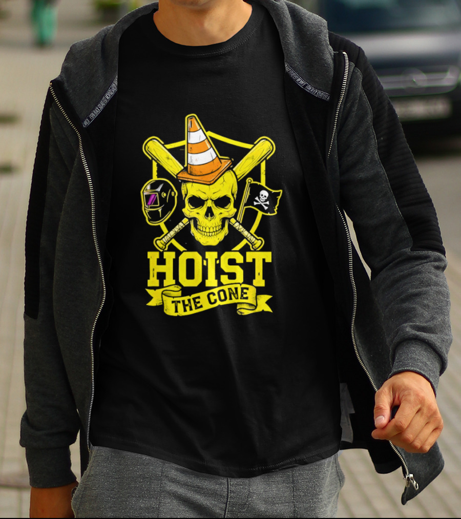 Hoist The Cone Pirate Skull Traffic Cone Baseball Crossbones T-Shirt
