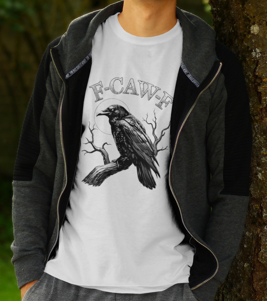 F Caw F Black Bird Moon Gothic Crow Humor T-Shirt