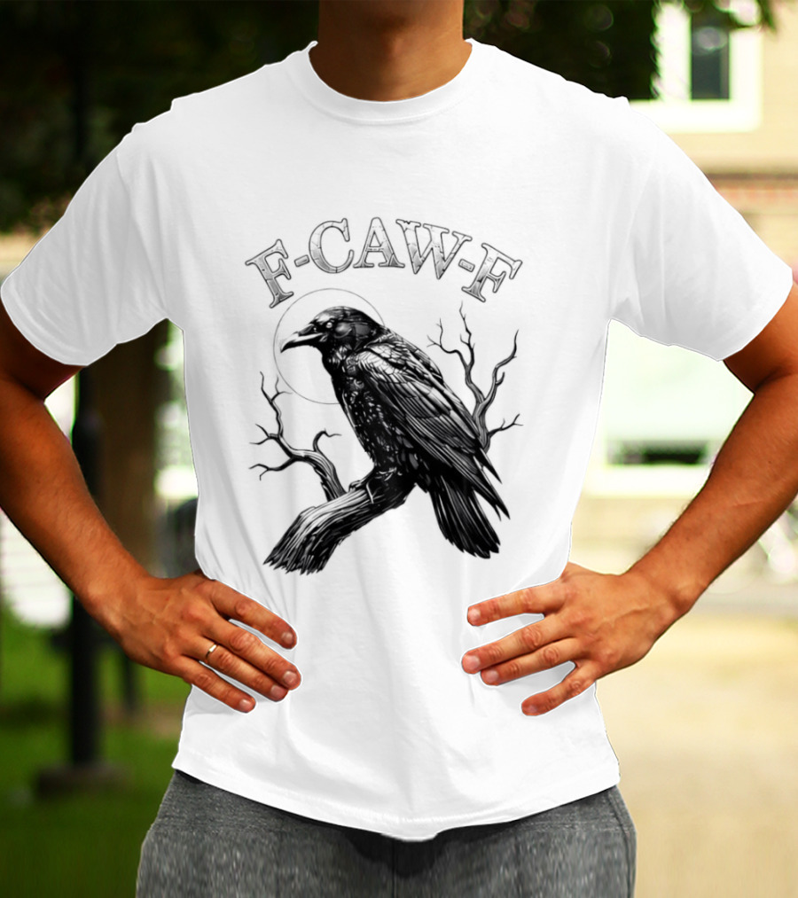 F Caw F Black Bird Moon Gothic Crow Humor T-Shirt