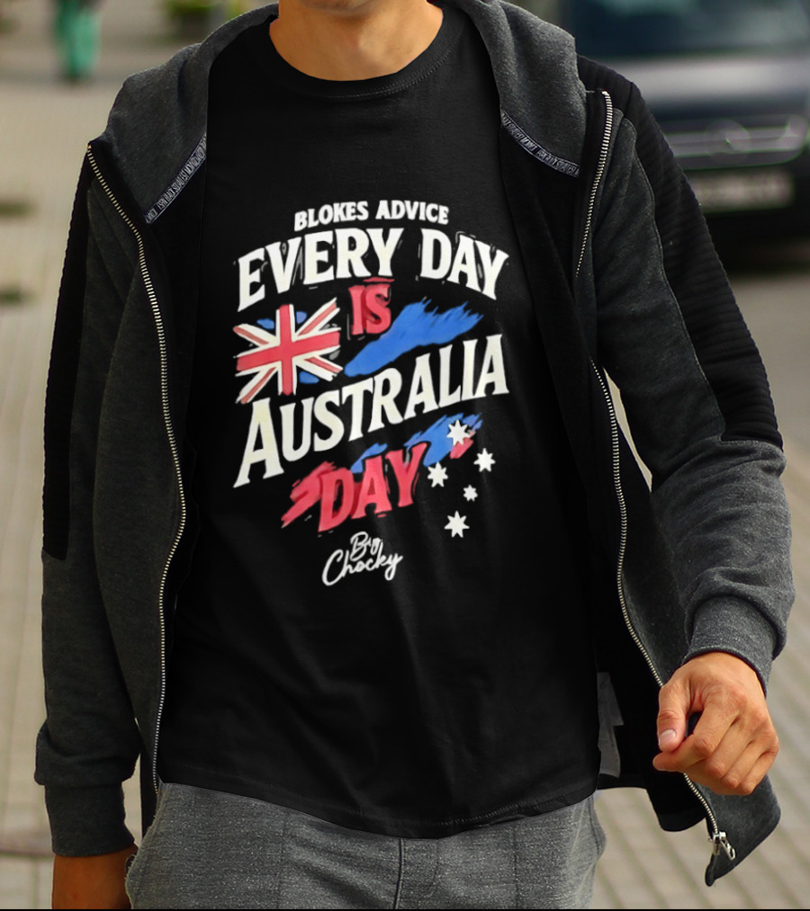 Blokes Advice Every Day Is Australia Day UK Flag By Chizy T-Shirt
