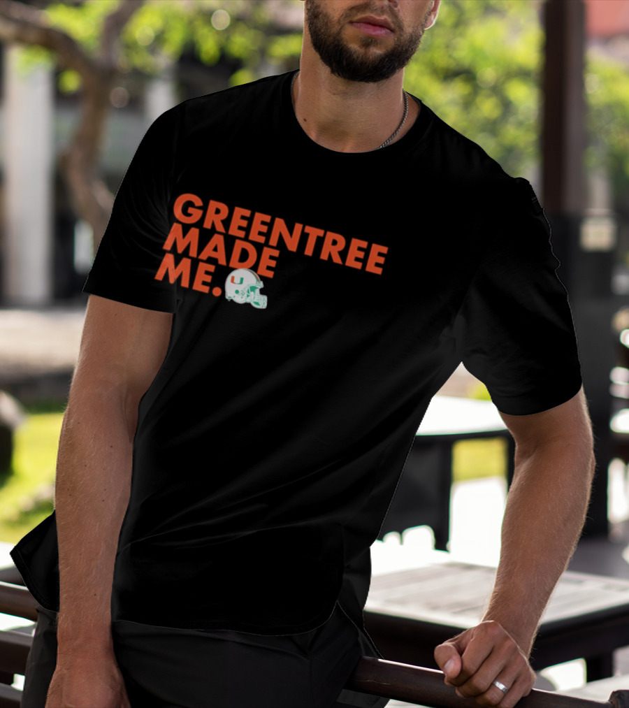 Miami Hurricanes Greentree Made Me Football Helmet T-Shirt