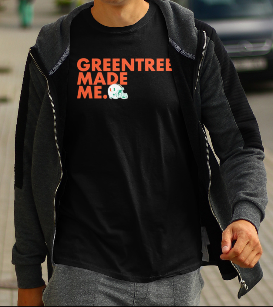 Miami Hurricanes Greentree Made Me Football Helmet T-Shirt