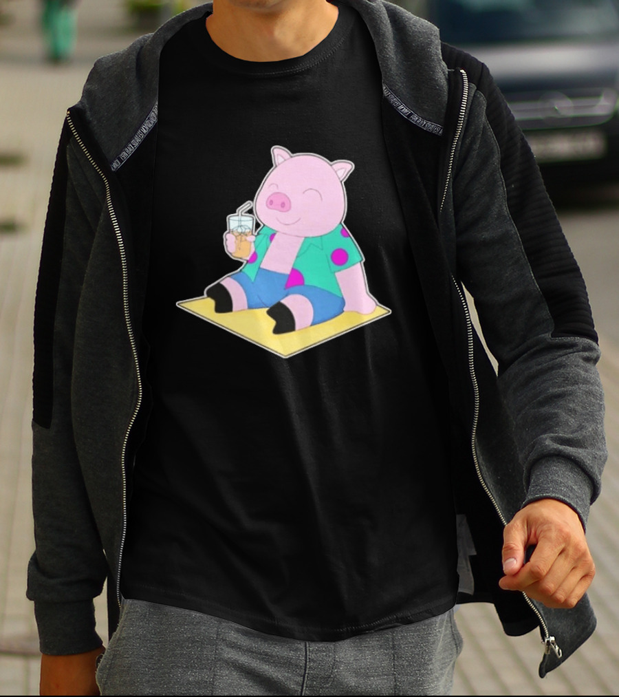 Pig Beach Beverage Summer Relaxation Fun T-Shirt