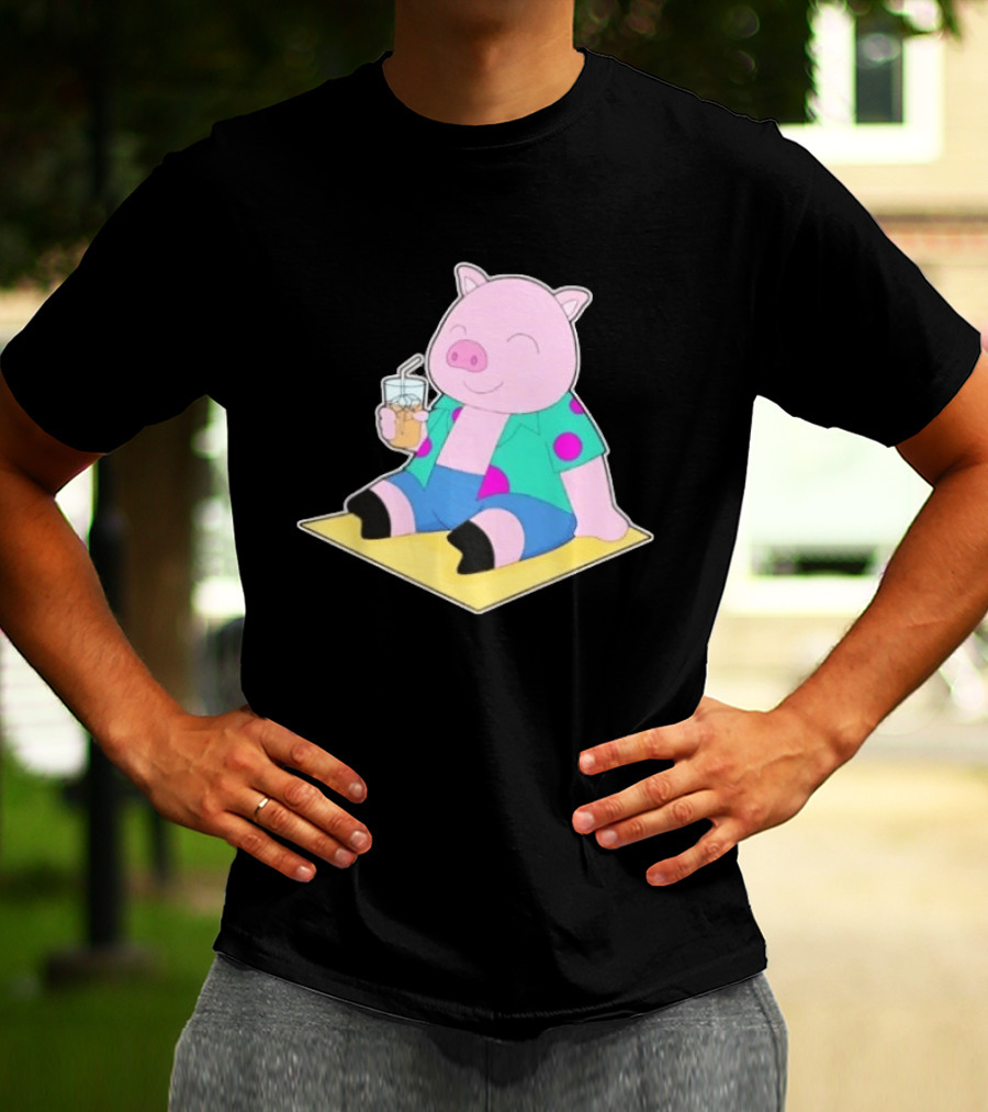 Pig Beach Beverage Summer Relaxation Fun T-Shirt