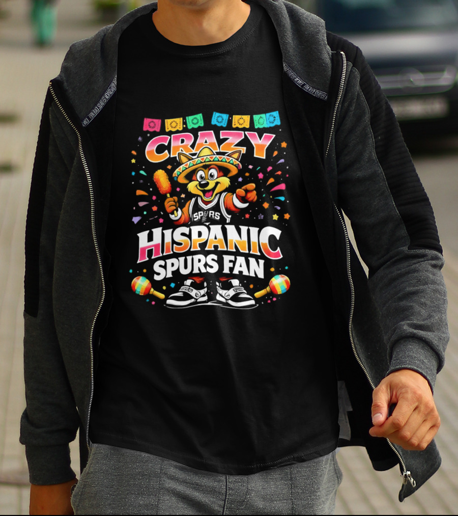 Crazy Hispanic Spurs Fan Fiesta Coyote 2026 Basketball Game Day Mexico Celebration T-Shirt
