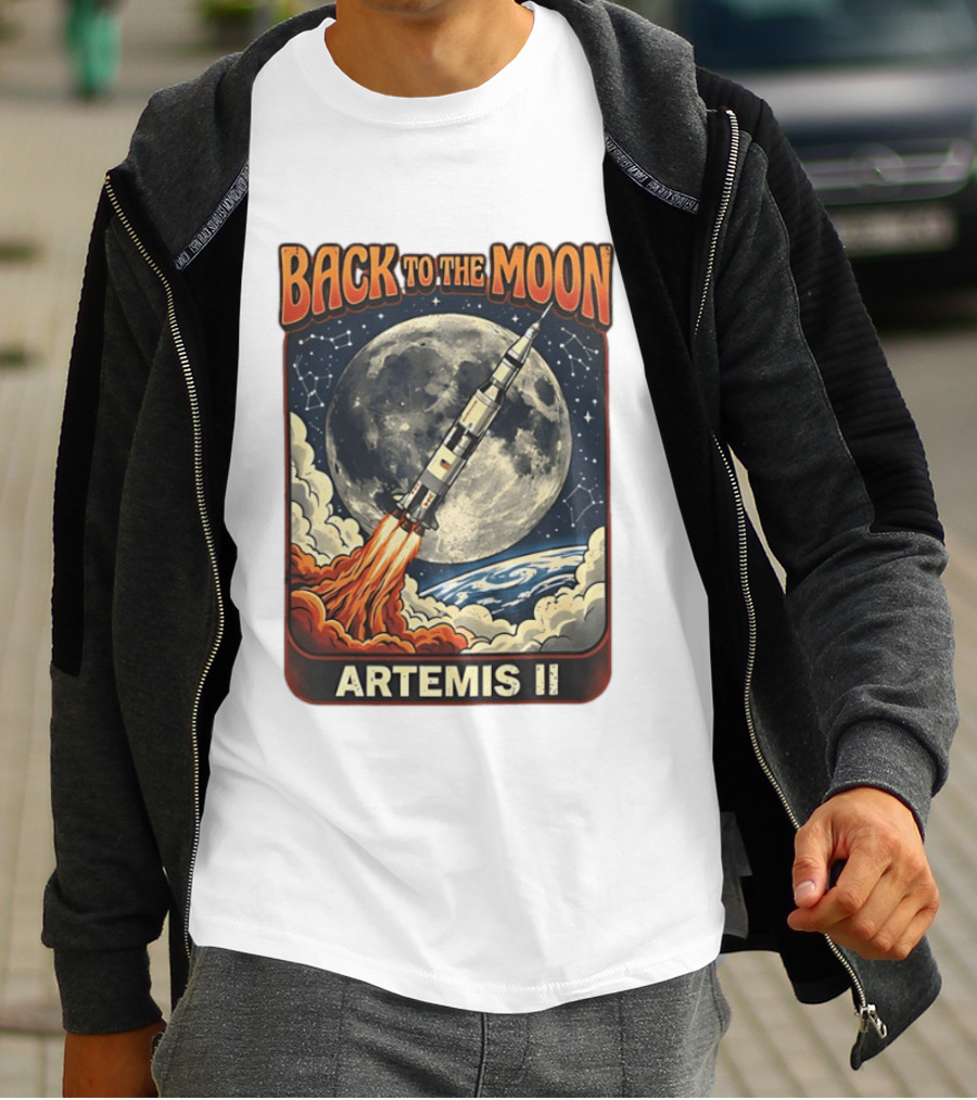 Back To The Moon Artemis II Rocket Launch Space Adventure T-Shirt