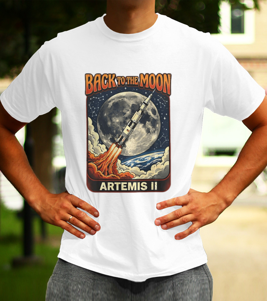 Back To The Moon Artemis II Rocket Launch Space Adventure T-Shirt