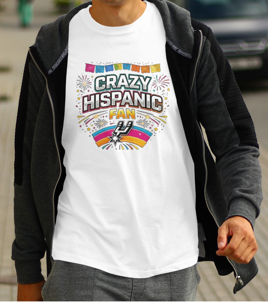 Crazy Hispanic Fan Spurs Basketball Celebration 2026 Fiesta Vibes T-Shirt