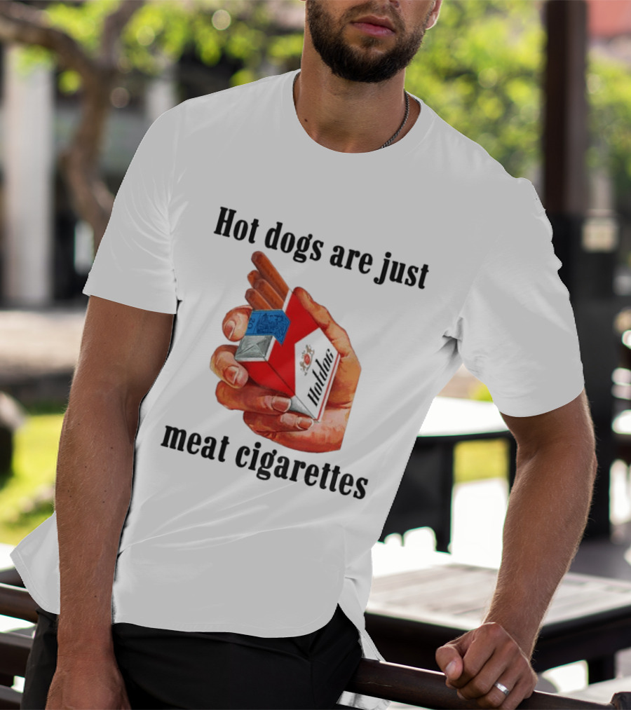 Hot Dogs Are Just Meat Cigarettes Parody Pack T-Shirt