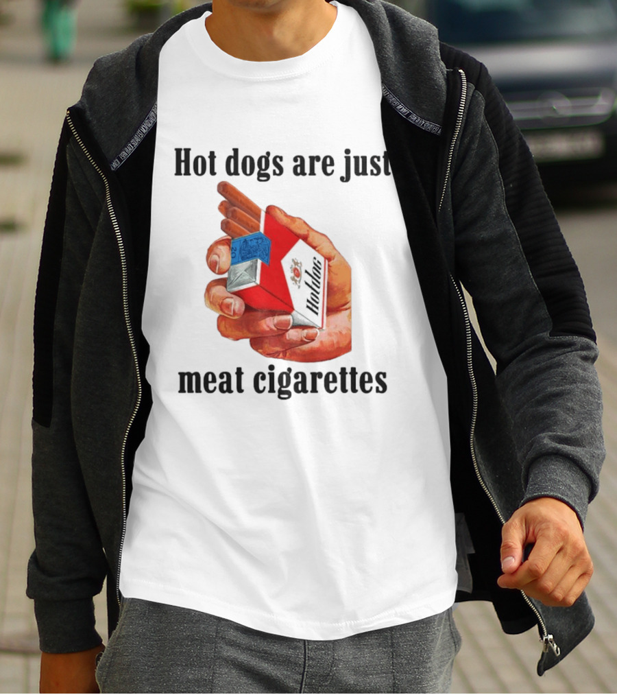 Hot Dogs Are Just Meat Cigarettes Parody Pack T-Shirt