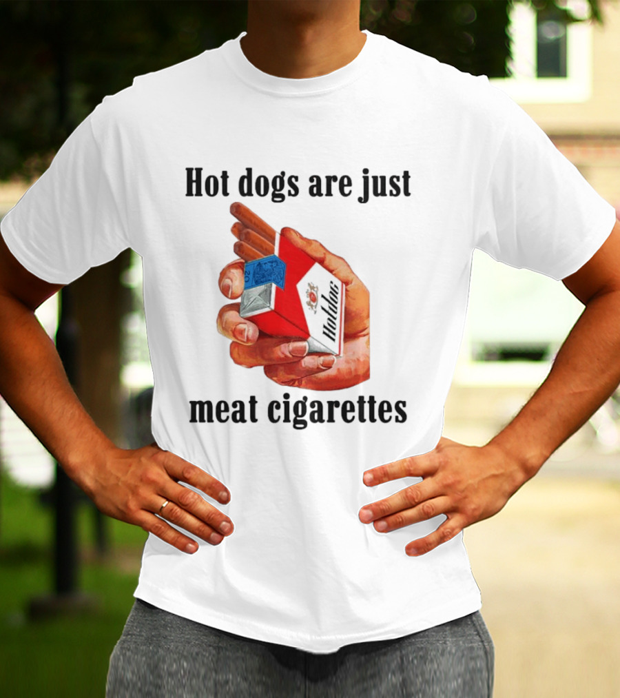 Hot Dogs Are Just Meat Cigarettes Parody Pack T-Shirt
