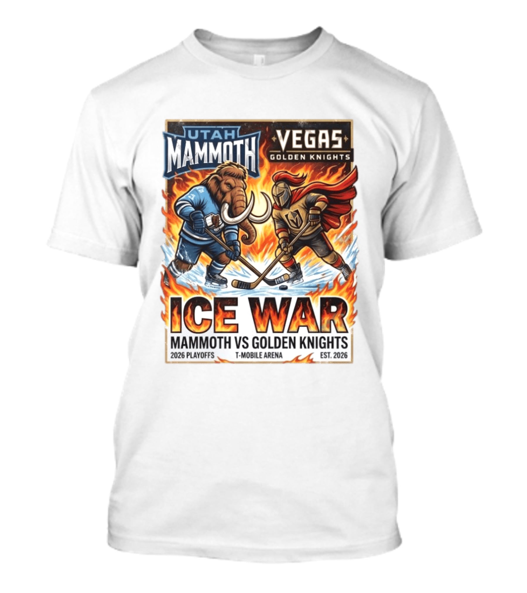Utah Mammoth Vegas Golden Knights Ice War 2026 Playoffs Mobile Arena T-Shirt