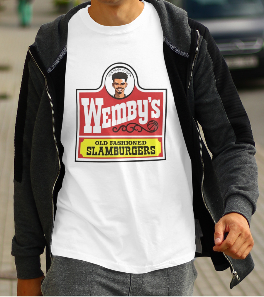 Wemby's Old Fashioned Slamburgers Spurs Basketball Cook T-Shirt