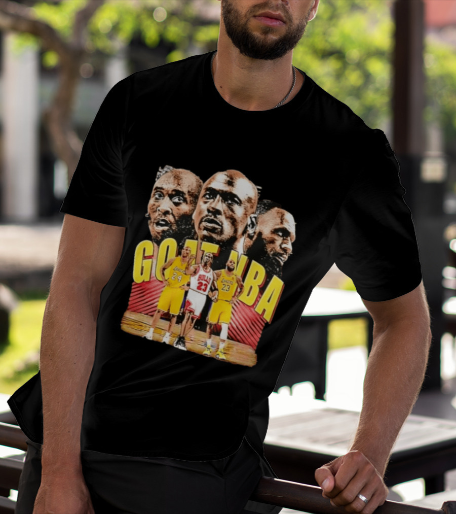 GOAT NBA Kobe Bryant Michael Jordan LeBron James Lakers Bulls Collage T-Shirt