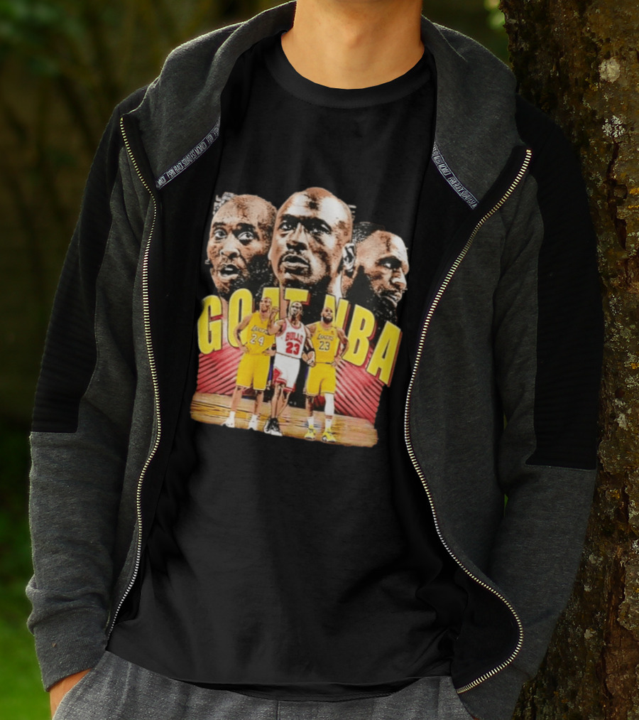 GOAT NBA Kobe Bryant Michael Jordan LeBron James Lakers Bulls Collage T-Shirt