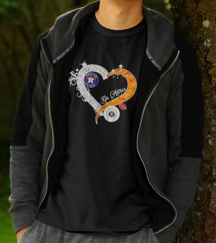 Houston Astros Heart Diamonds Baseball Love Astros T-Shirt