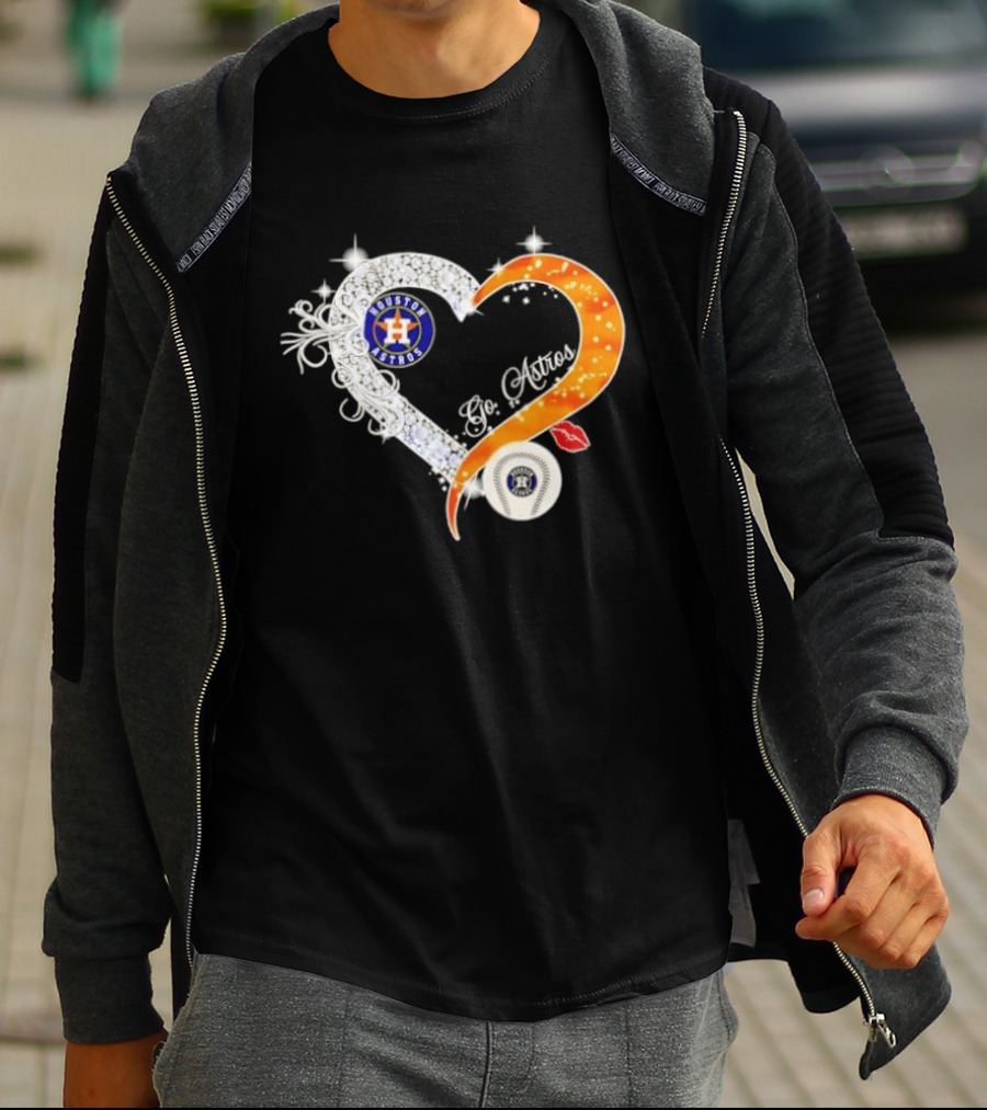 Houston Astros Heart Diamonds Baseball Love Astros T-Shirt