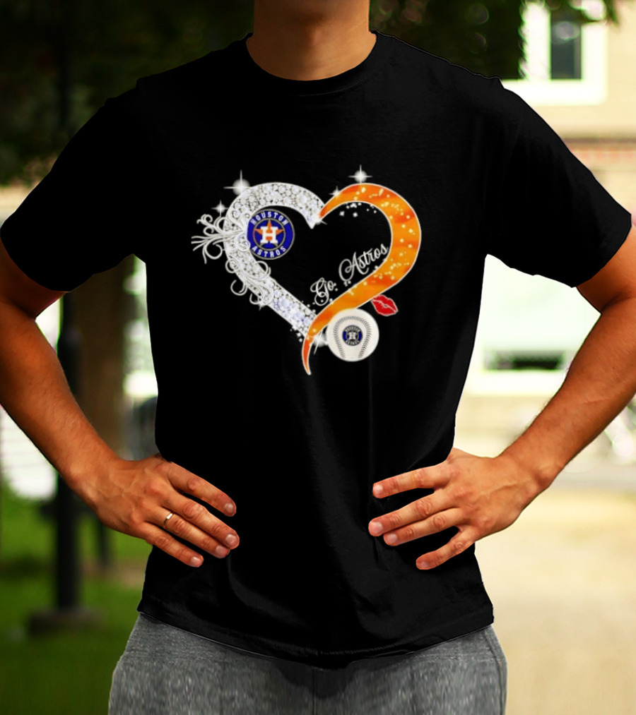 Houston Astros Heart Diamonds Baseball Love Astros T-Shirt