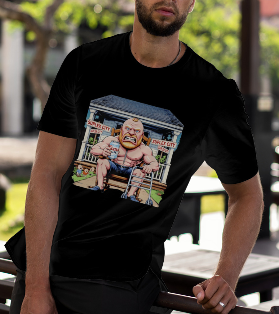 Retirement Suplex City Coors Light Angry Wrestler With Walker On Porch T-Shirt