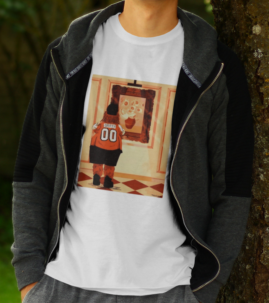 Gritty Philadelphia Flyers Meets Vincent Van Gogh Sunflowers Museum Exhibit T-Shirt