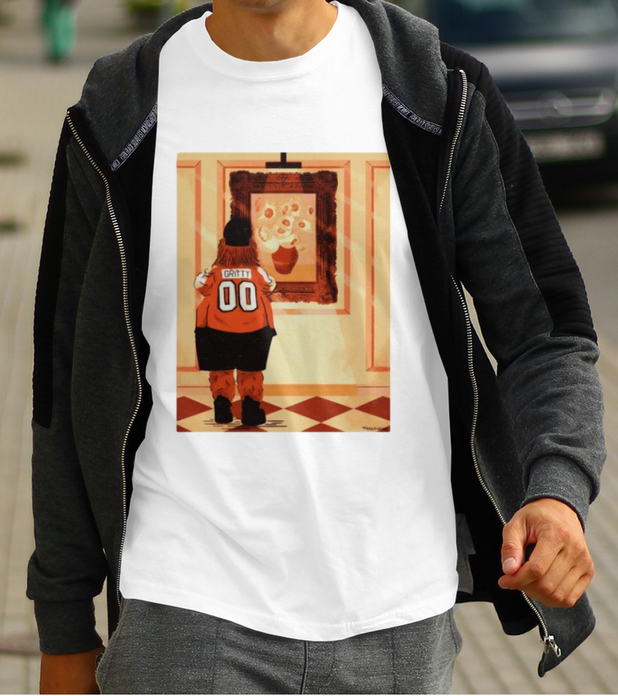 Gritty Philadelphia Flyers Meets Vincent Van Gogh Sunflowers Museum Exhibit T-Shirt