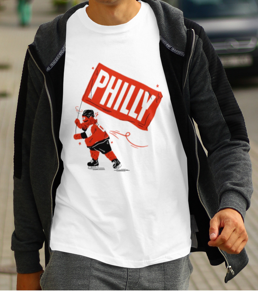 Gritty Philly Flag Philadelphia Flyers Hockey Rally Fan T-Shirt