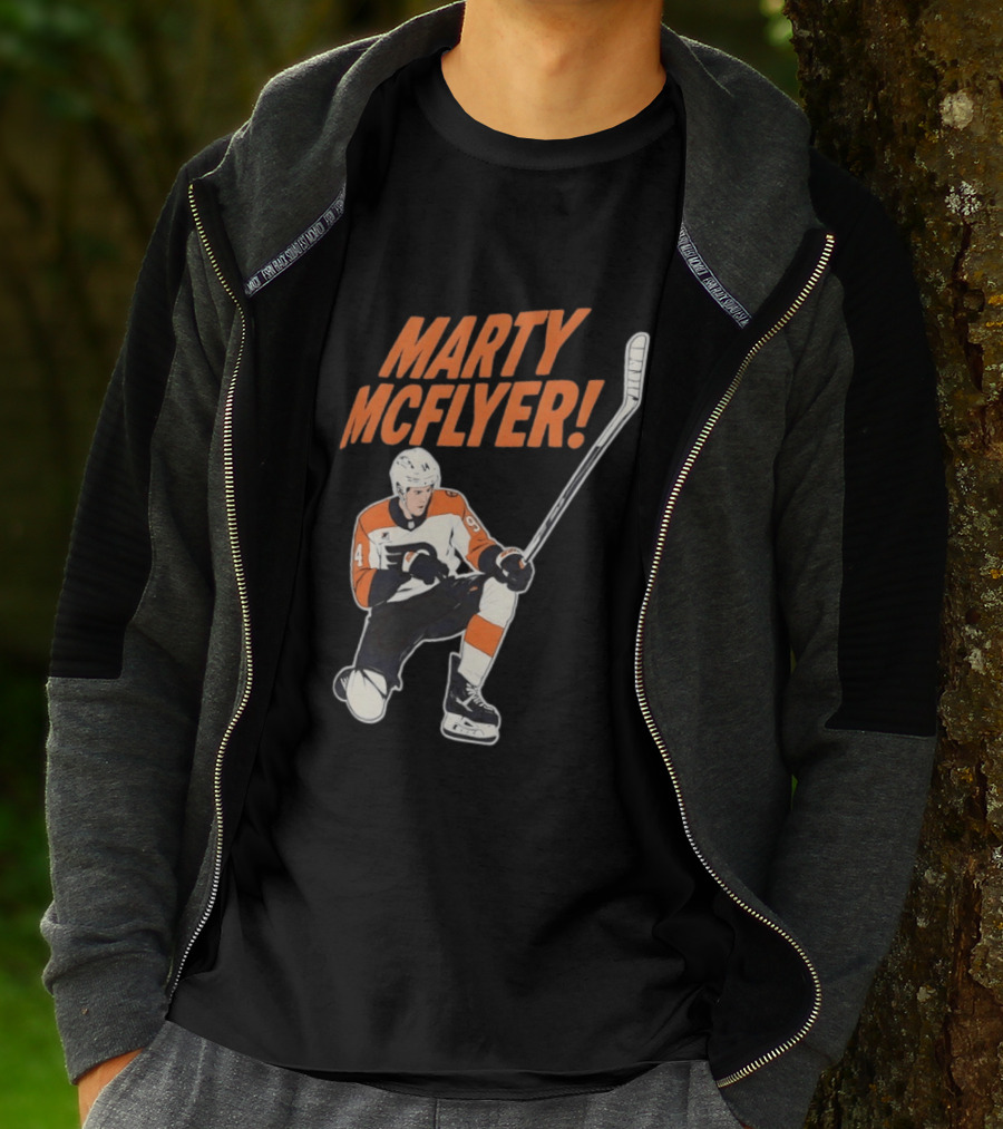 Marty McFlyer Philadelphia Flyers Hockey NHL 2026 Retro Mashup T-Shirt