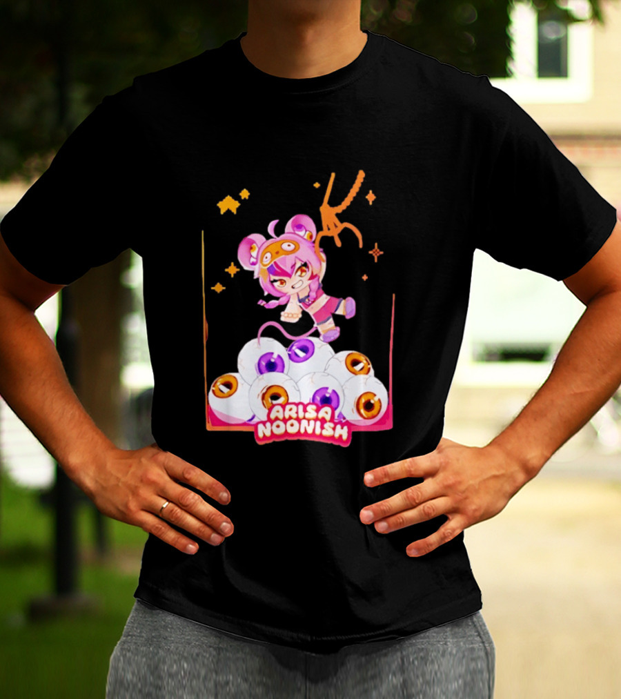 Playful Arisa Noonish With Seven Eyes Anime Character And Stars T-Shirt