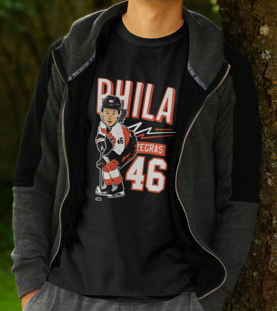 Phila Zegras 46 Caricature Philadelphia Flyers NHL Hockey 2026 T-Shirt
