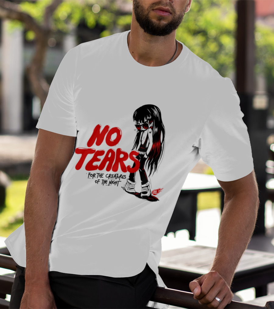No Tears For The Creatures Of The Night Anime Gothic Style With Red Highlights T-Shirt