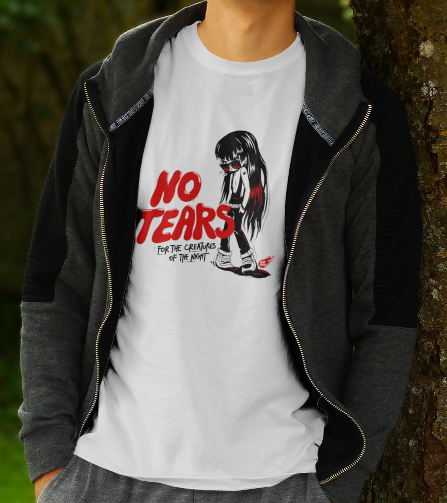 No Tears For The Creatures Of The Night Anime Gothic Style With Red Highlights T-Shirt