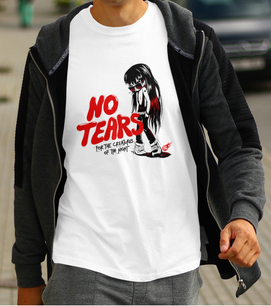 No Tears For The Creatures Of The Night Anime Gothic Style With Red Highlights T-Shirt