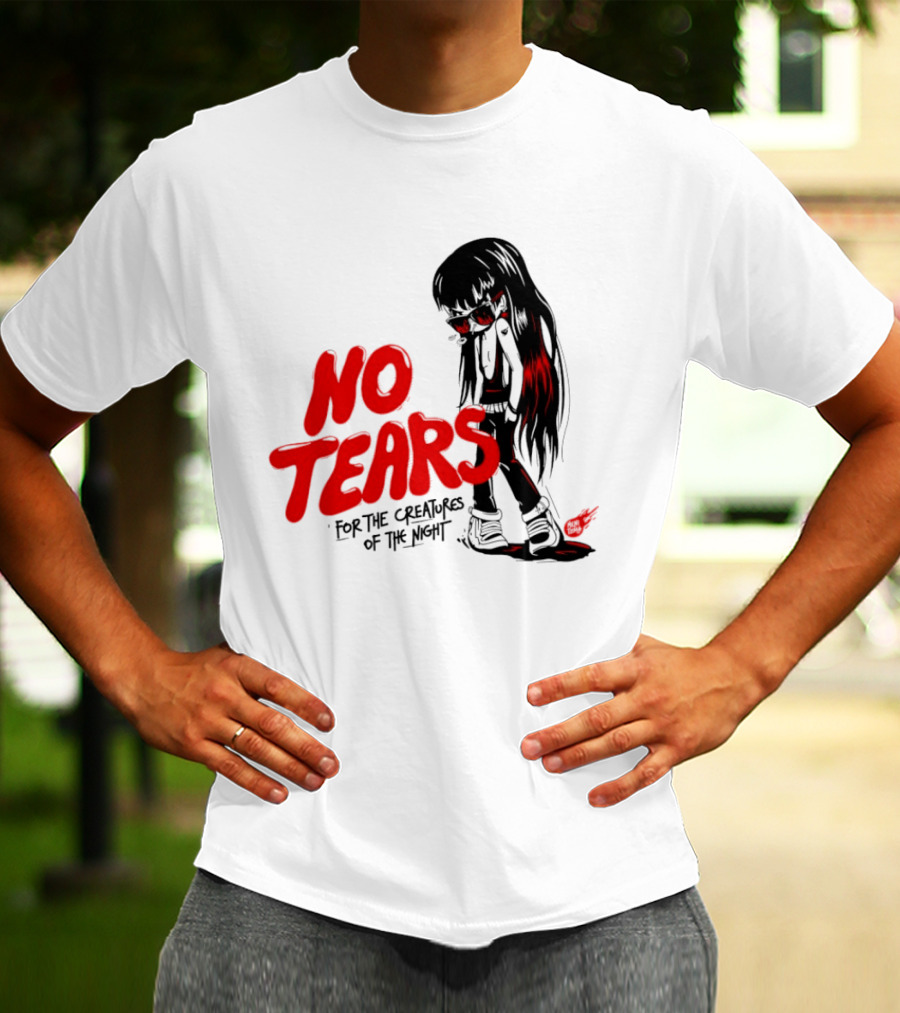 No Tears For The Creatures Of The Night Anime Gothic Style With Red Highlights T-Shirt