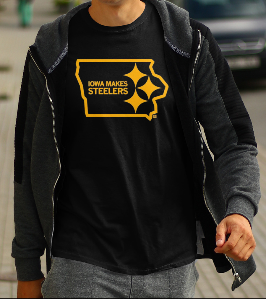 Iowa Makes Steelers Map And Starburst T-Shirt