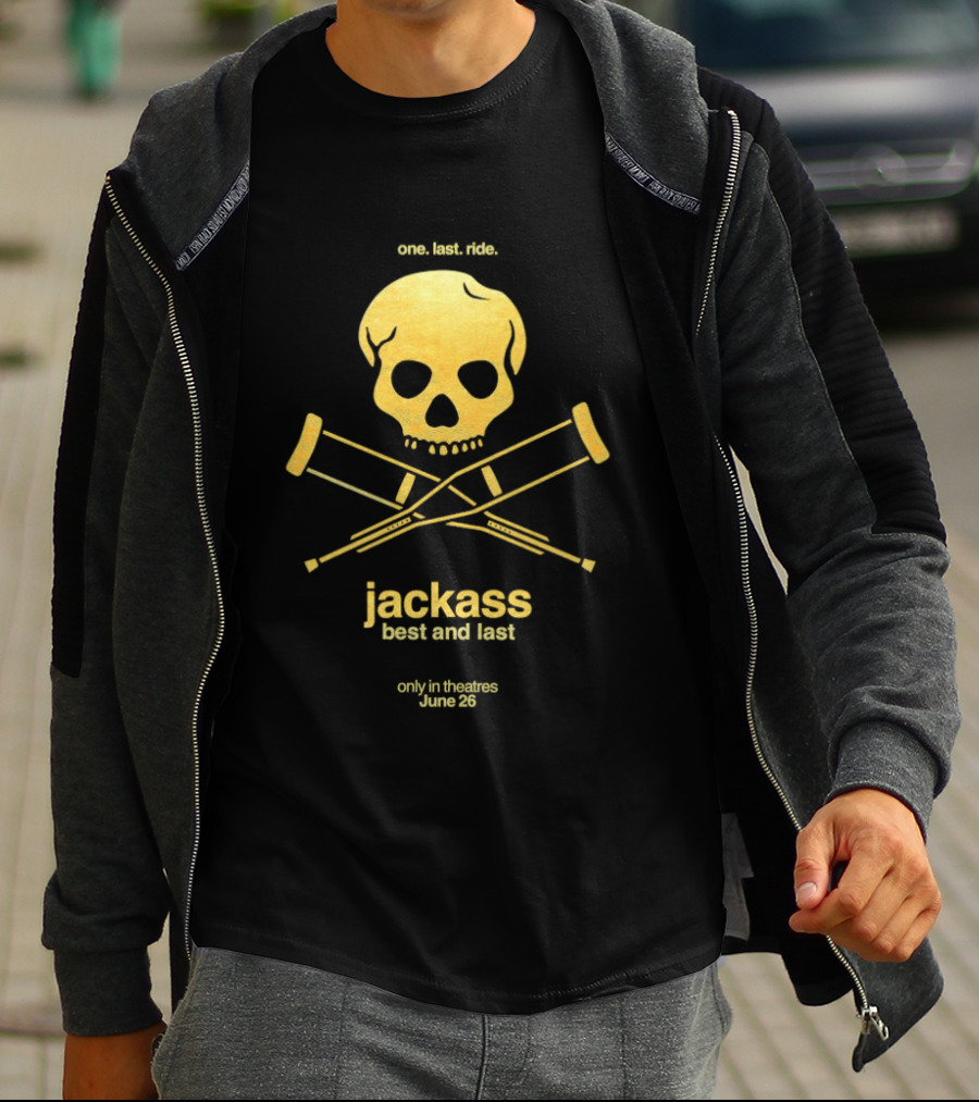 Jackass Best And Last 2026 One Last Ride Theatres June 26 Skull Crutches T-Shirt