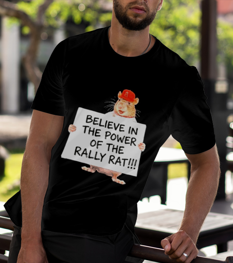 Believe In The Power Of The Rally Rat Red Cap Baseball Fan Spirit T-Shirt