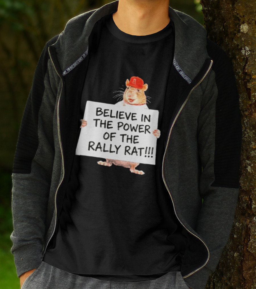 Believe In The Power Of The Rally Rat Red Cap Baseball Fan Spirit T-Shirt