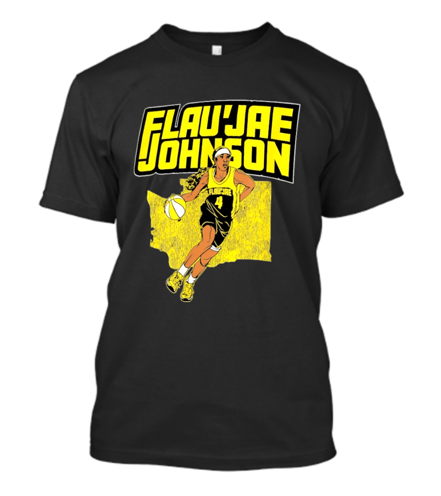 Flau'jae Johnson Basketball Illustration Yellow Seattle Storm T-Shirt