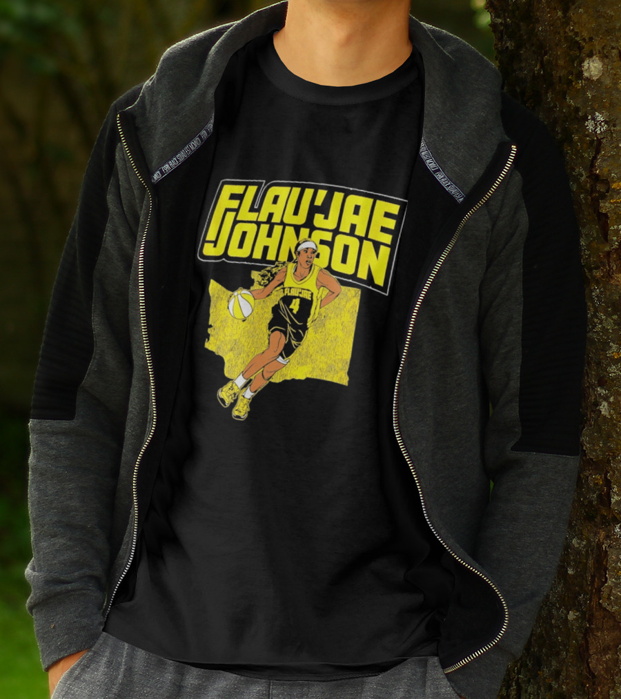 Flau'jae Johnson Basketball Illustration Yellow Seattle Storm T-Shirt