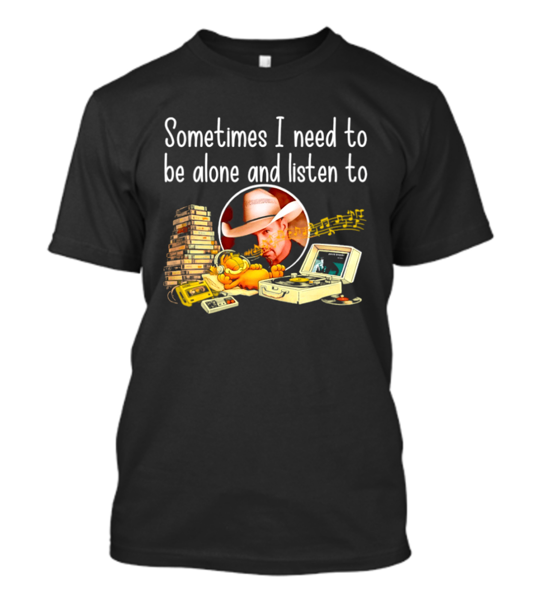 Garth Brooks Orange Cat Sometimes I Need To Be Alone And Listen To Music Retro Stack T-Shirt
