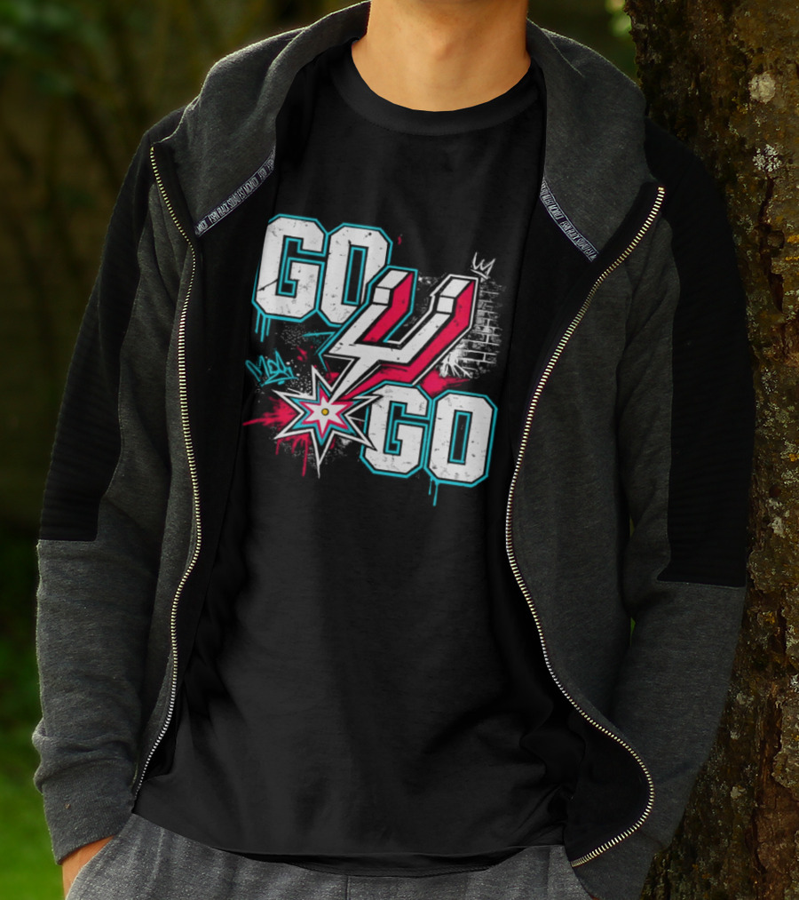 San Antonio Spurs Go Spurs Go Basketball Graffiti 4 Star T-Shirt