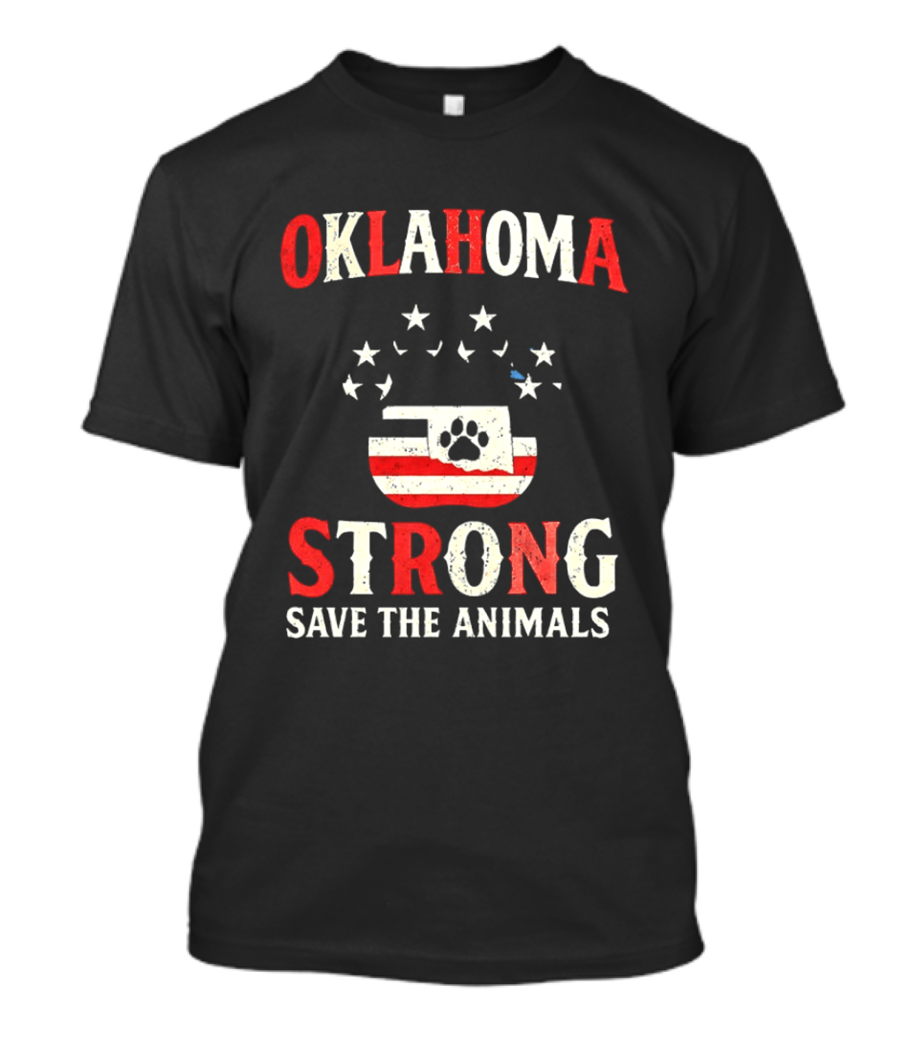 Oklahoma Strong Save The Animals Paw Print Flag Stars T-Shirt